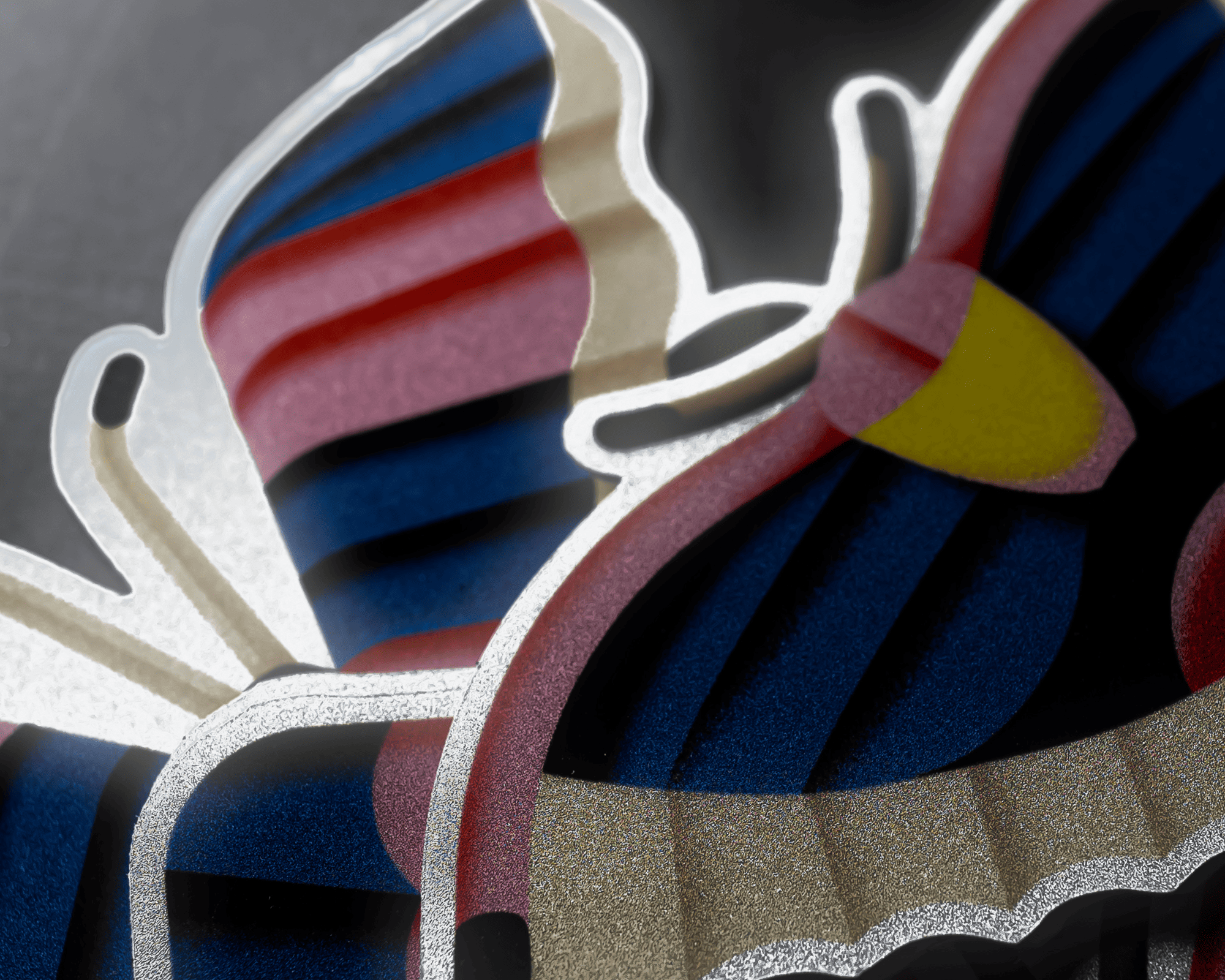 Close-up on two butterflies stickers in reflective material