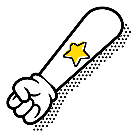 Arm met een gele ster als tijdelijke tattoo, icoon voor tijdelijke tattoos